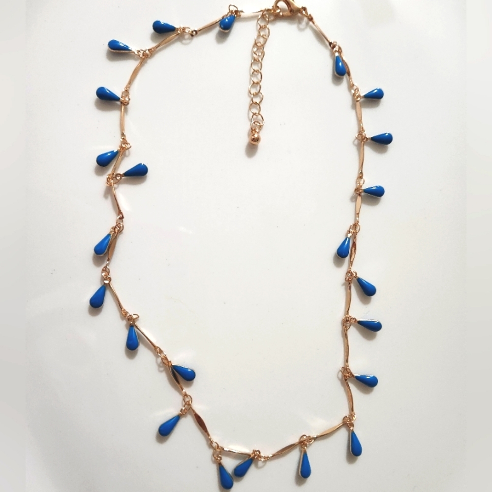 Blue water drop 💙 gold plated necklace